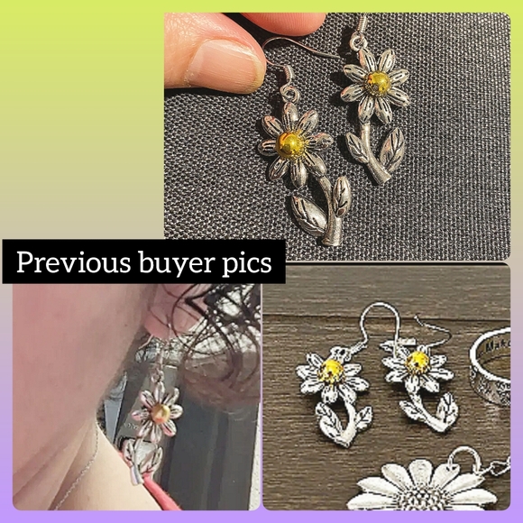 5/25 Silver daisy Drop Earrings Exquisite Simple Flower Dangle Earrings new - Picture 4 of 6